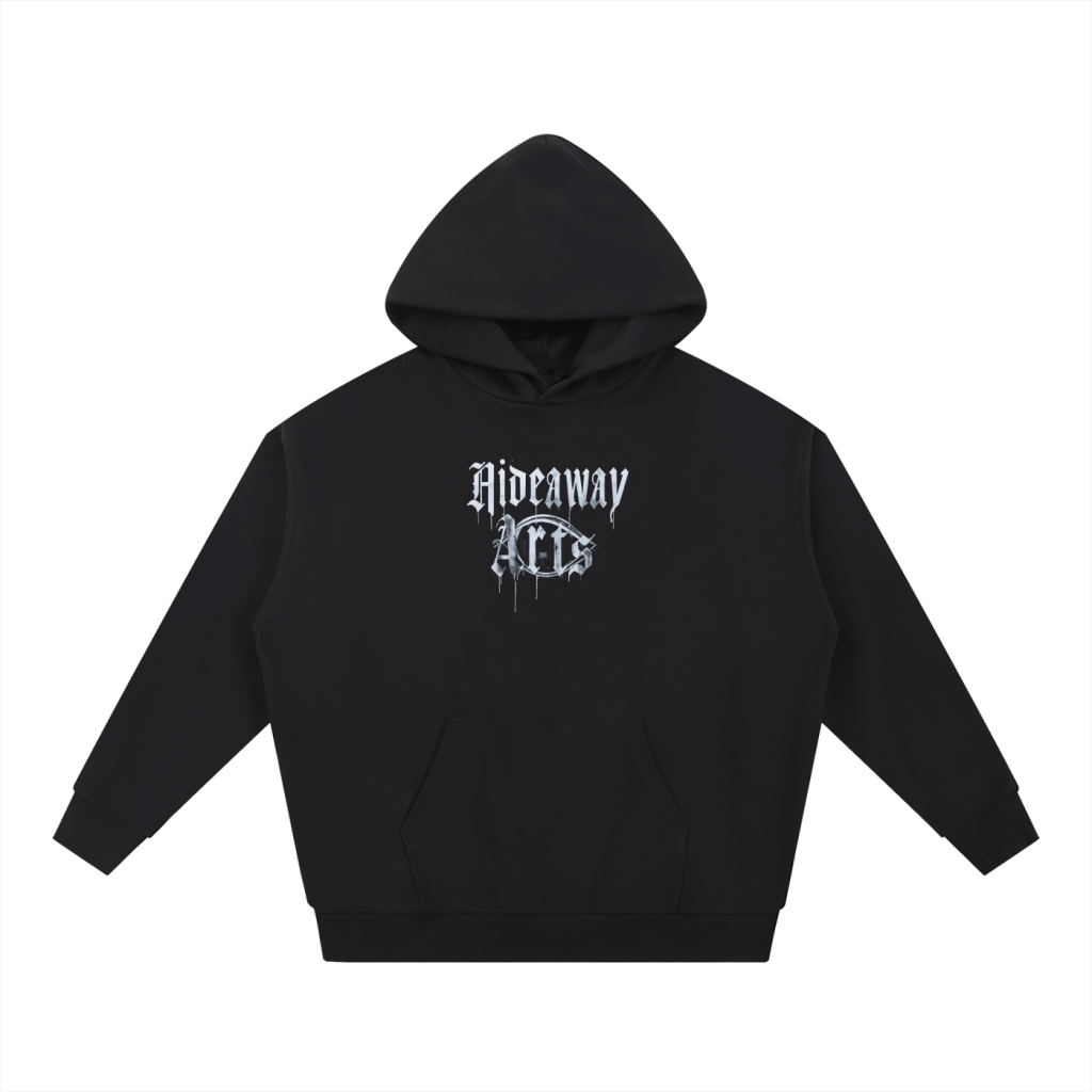 White spray painted black hoodie