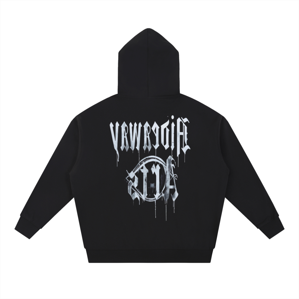 White spray painted black hoodie
